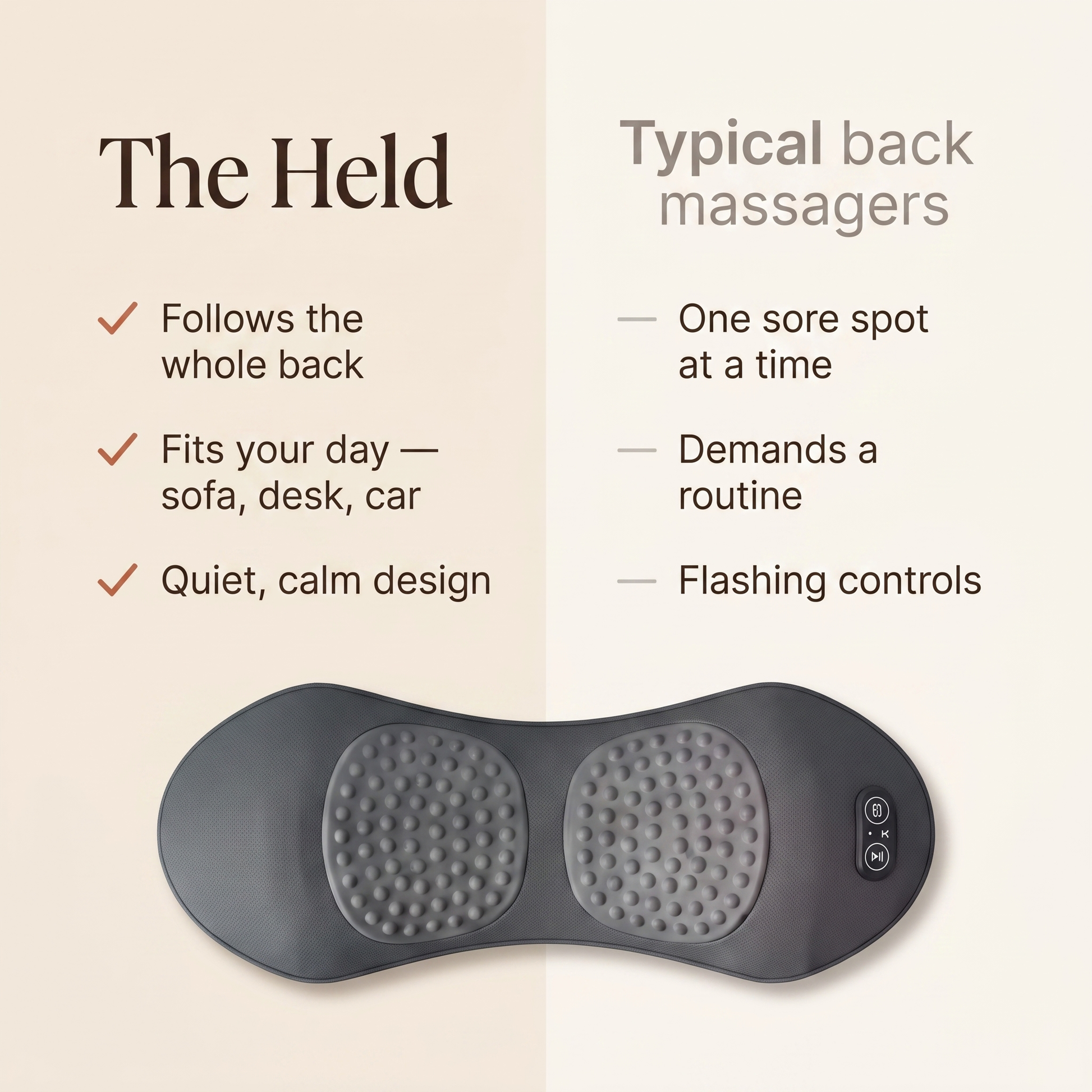 The Held compared with typical back massagers