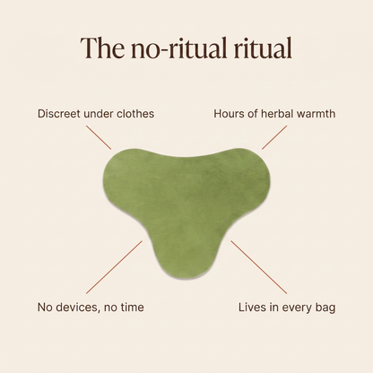 Benefits: discreet under clothes, hours of herbal warmth, no devices, lives in every bag
