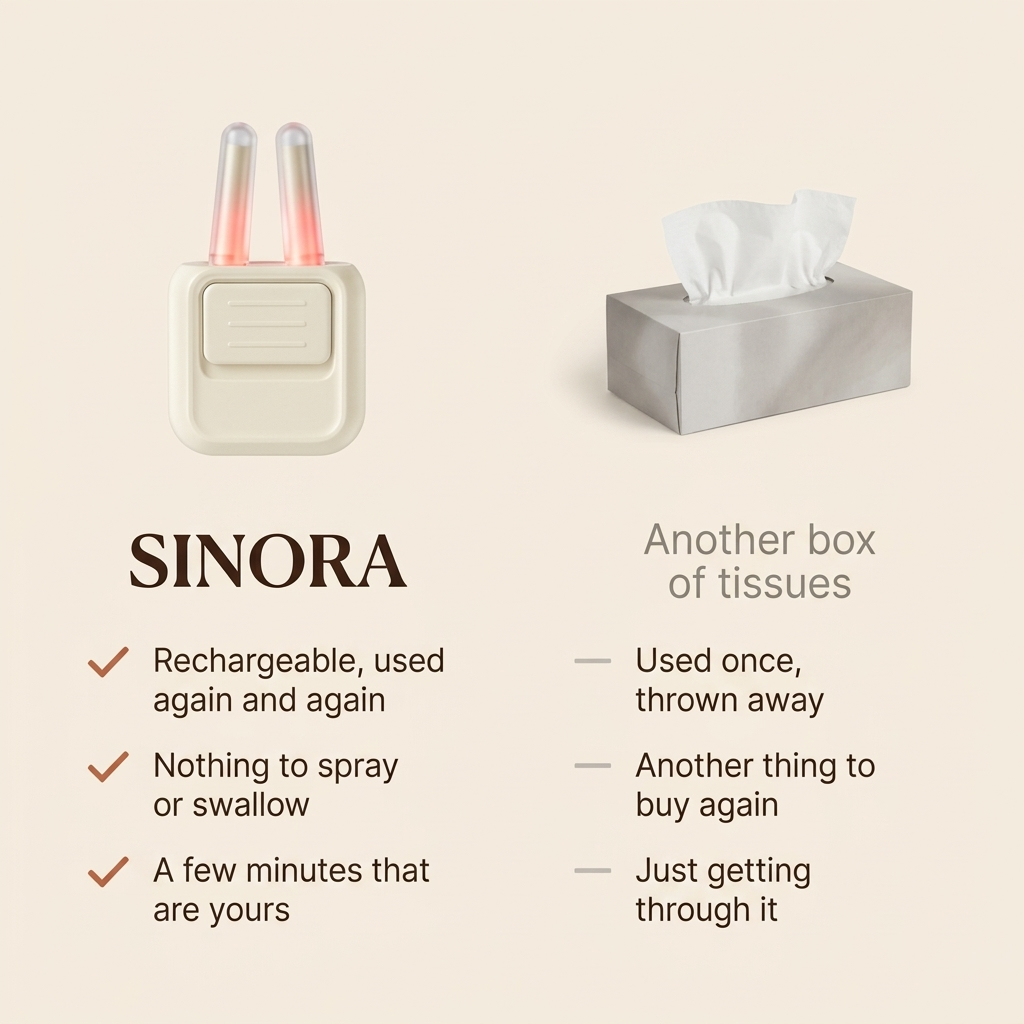 SINORA compared with another box of tissues
