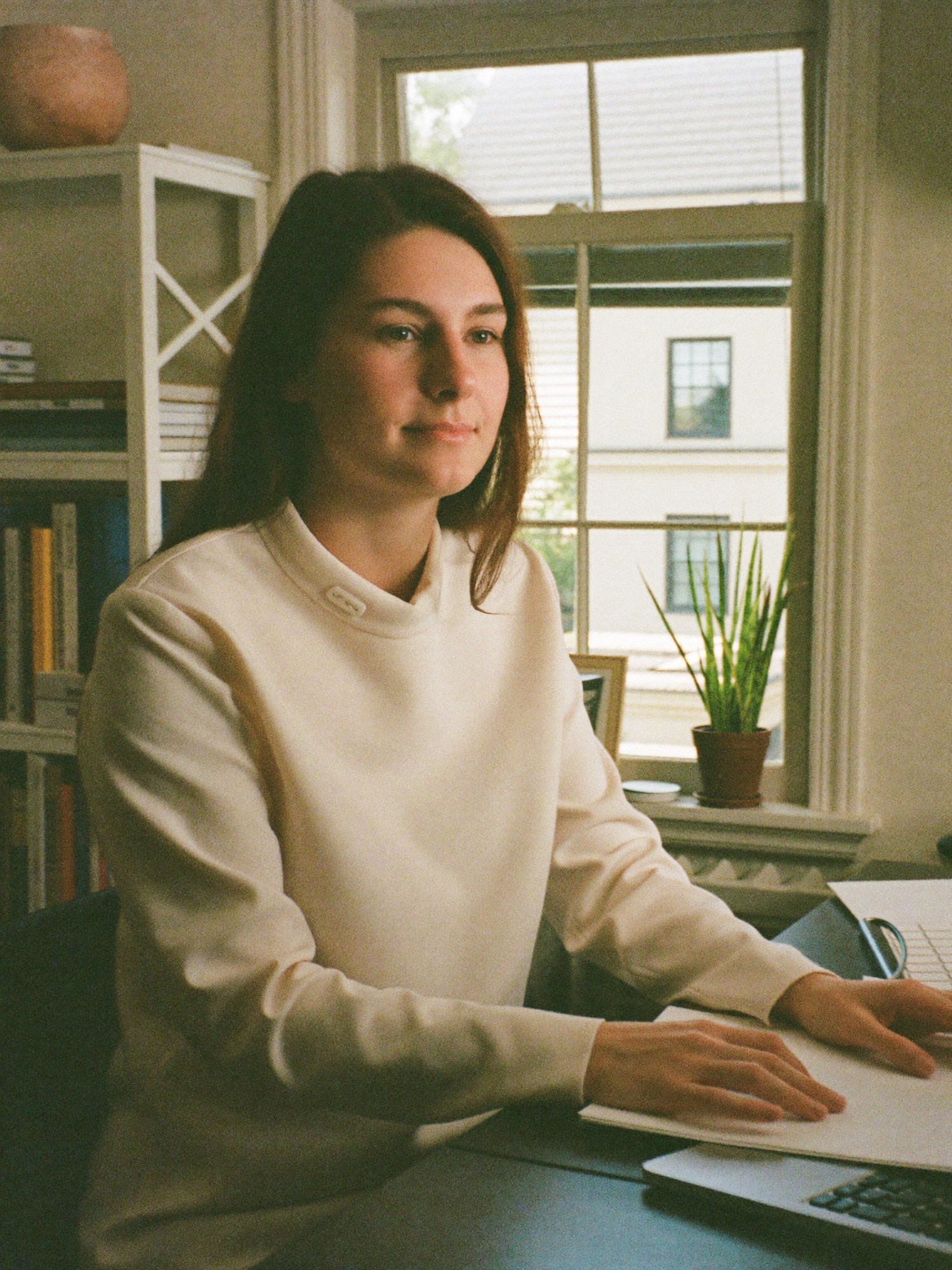 A woman working comfortably at her desk through the day